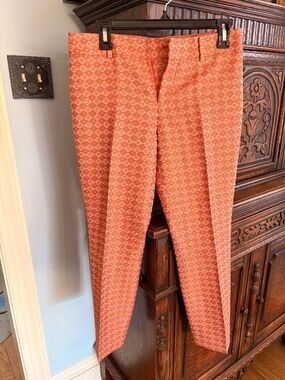 Club Monaco Orange Brocade Print Ankle Crop Pants
